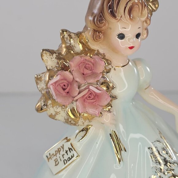 Josef Original Happy Birthday Party Series Karla Figurine Bouquet Roses CHIPS - Picture 7 of 11